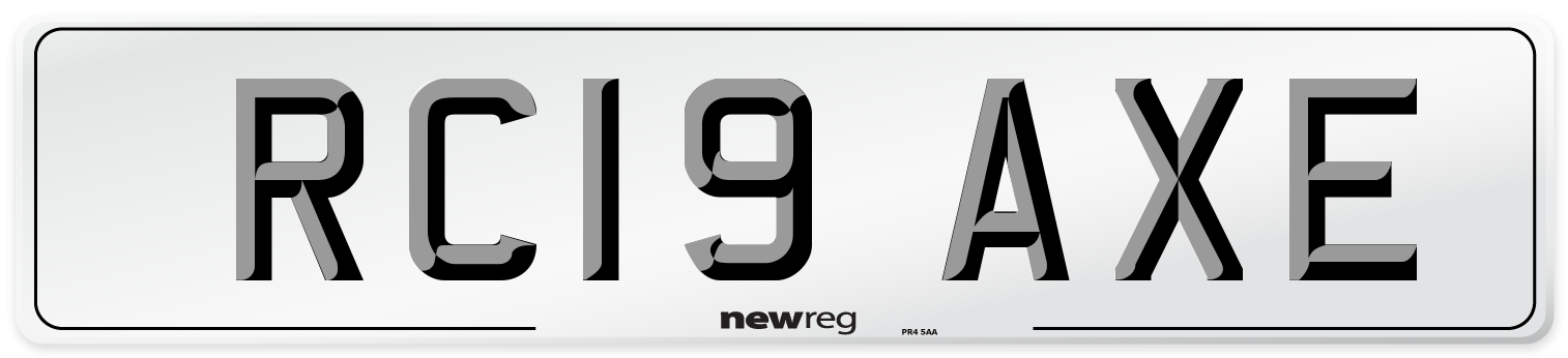 RC19 AXE Number Plate from New Reg
